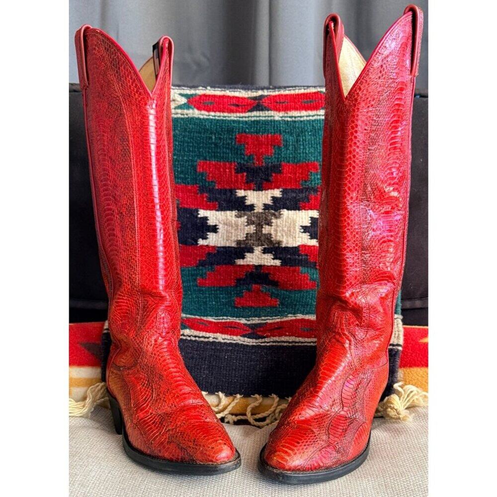 Dan Post Red Python Exotic Cowboy Boots Made USA … - image 1